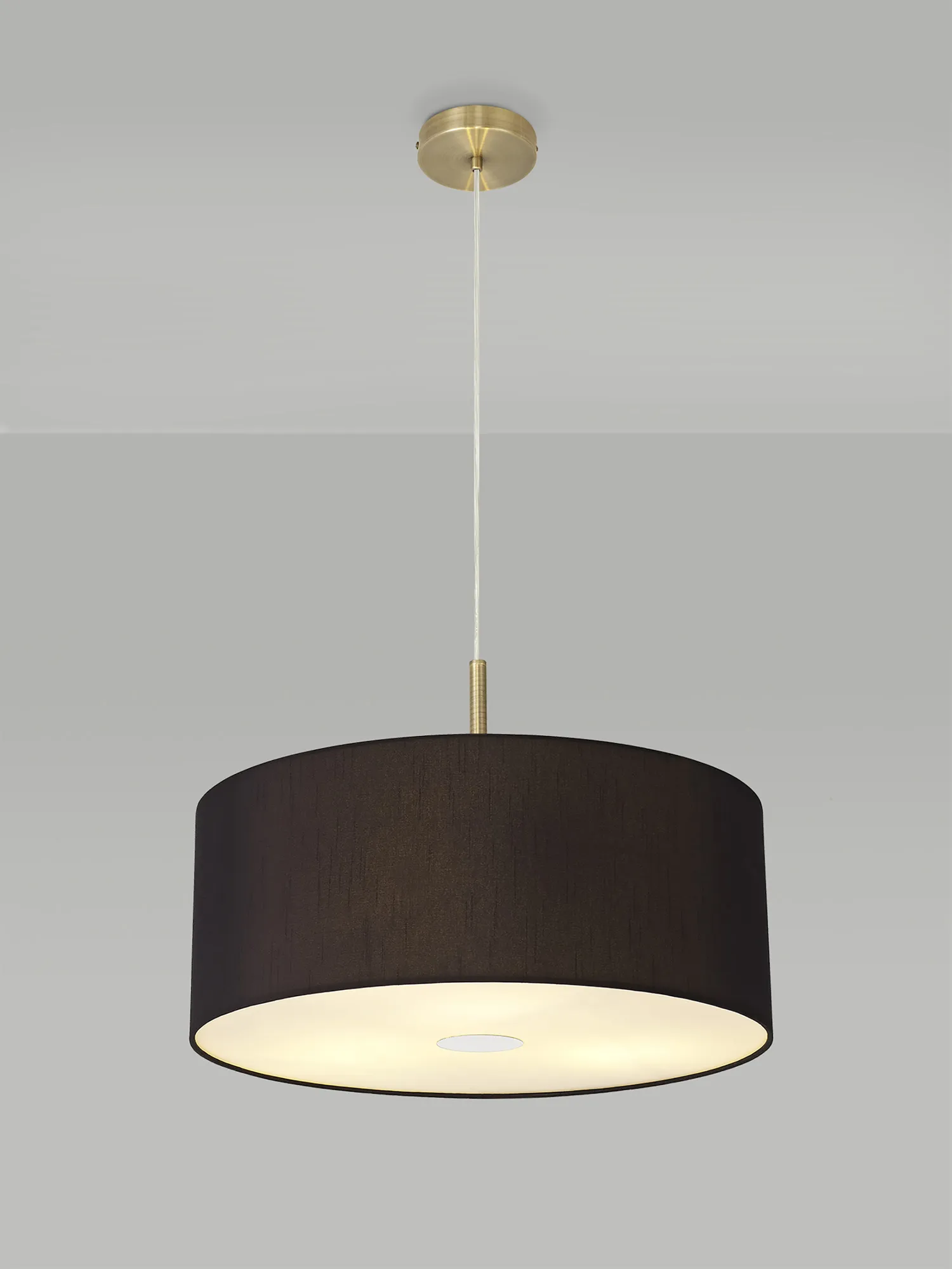 Baymont 50cm 3 Light Pendant Antique Brass, Black, Frosted Diffuser DK0409  Deco Baymont AB BL